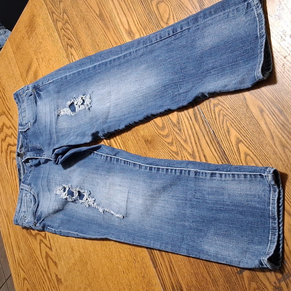 KUT FROM THE KLOTH Jeans Womens 2 BLUE JAIME BOYFRIEND CROP Used Denim Ripped